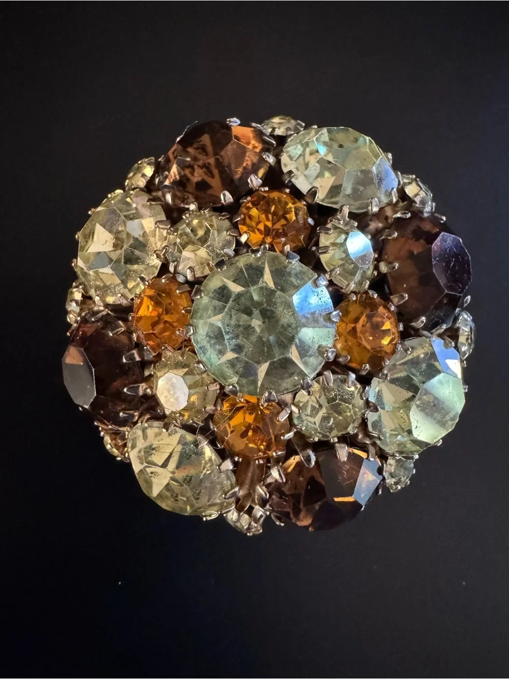 Vintage Autumn Rhinestone Cluster Brooch
